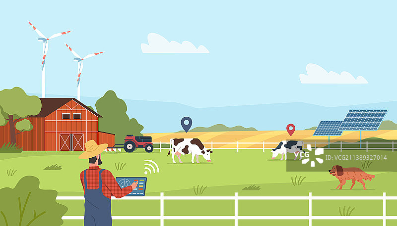 农场追踪技术机器牧牛图片素材