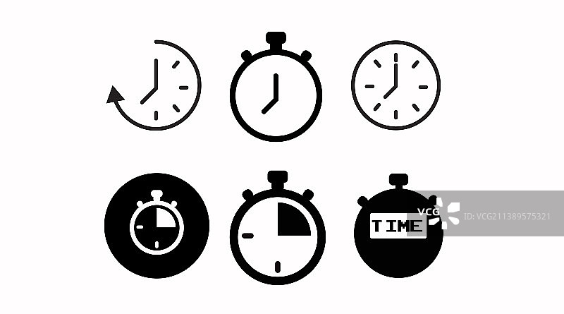 隔离的时间和时钟线图标图片素材