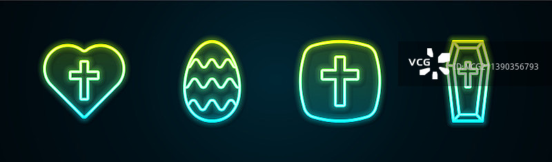 在复活节彩蛋和十字架上画线图片素材