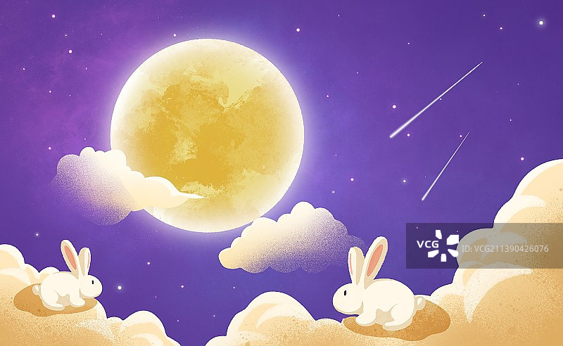 中秋节月亮玉兔节日插画图片素材