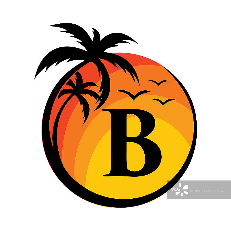 海滩标志上的字母b标志暑假在图片素材
