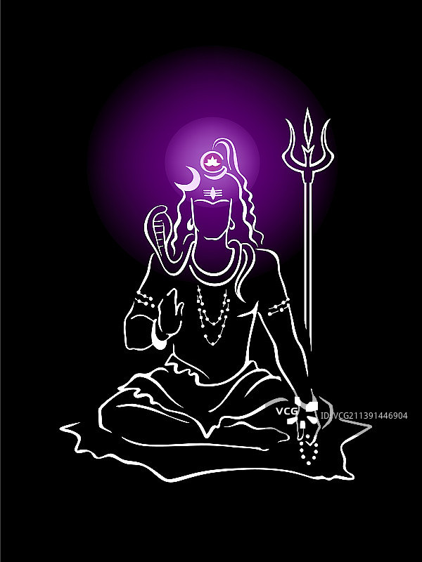 印度教湿婆神用闪亮的三叉戟祝福图片素材