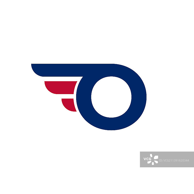 字母o与快速翅膀标志设计图片素材