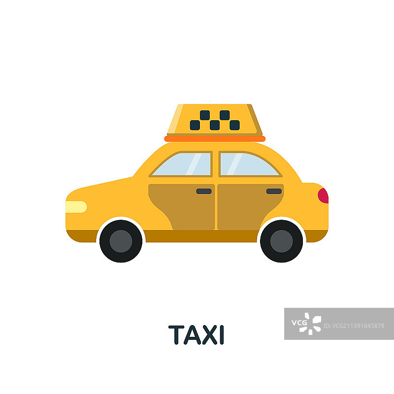 出租车平面图标彩色元素标志来自公众图片素材