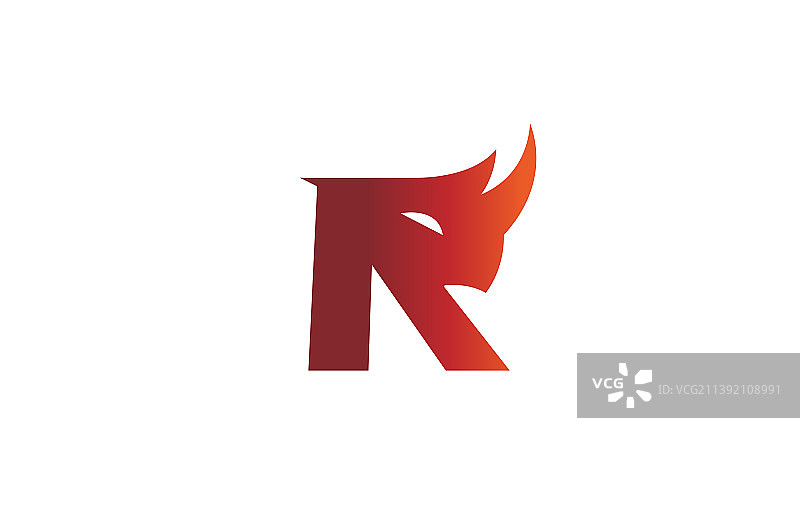 创意红犀牛头字母r logo图片素材