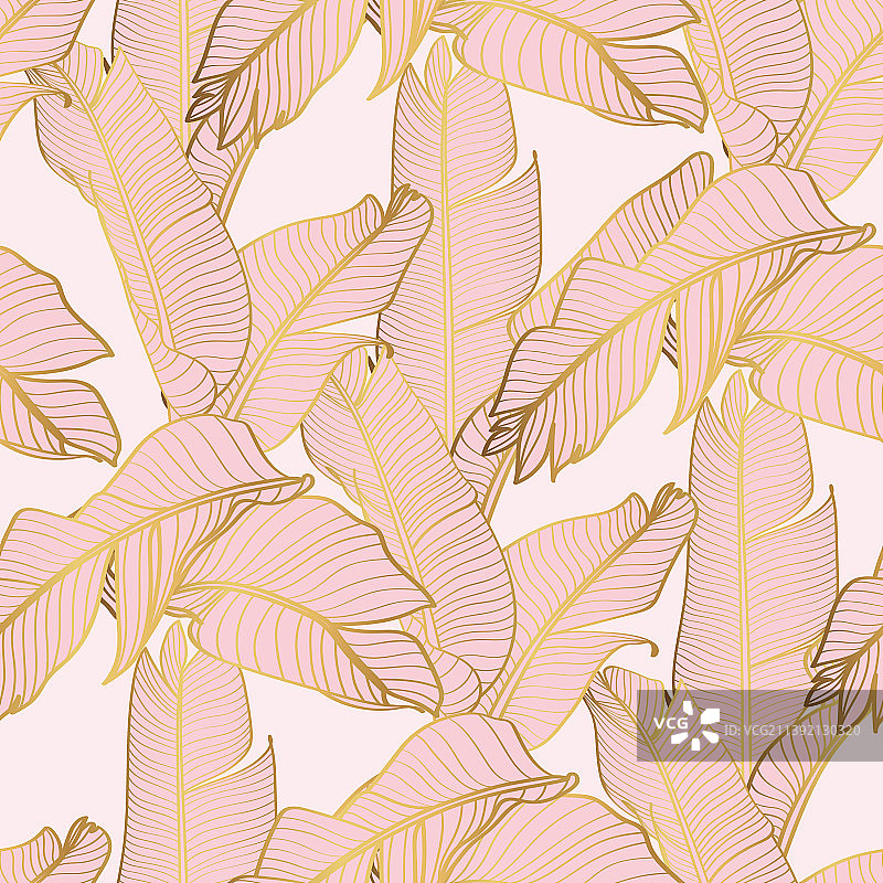 抽象艺术粉红色金色的叶子背景图片素材