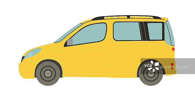 白色背景的黄色小型客车图片素材