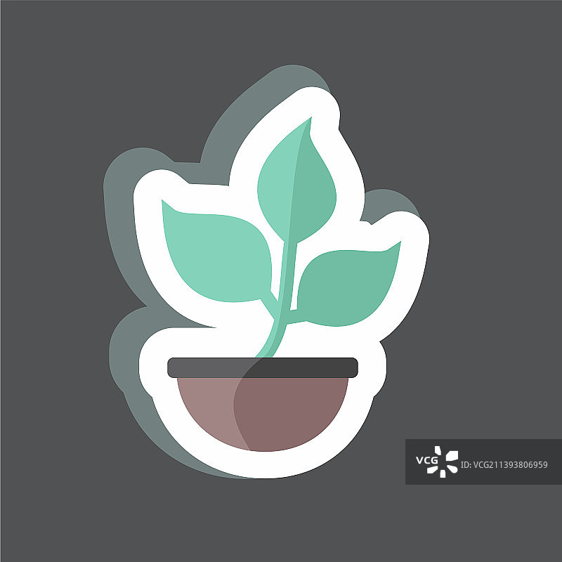 植物贴纸适合春天简单的象征图片素材