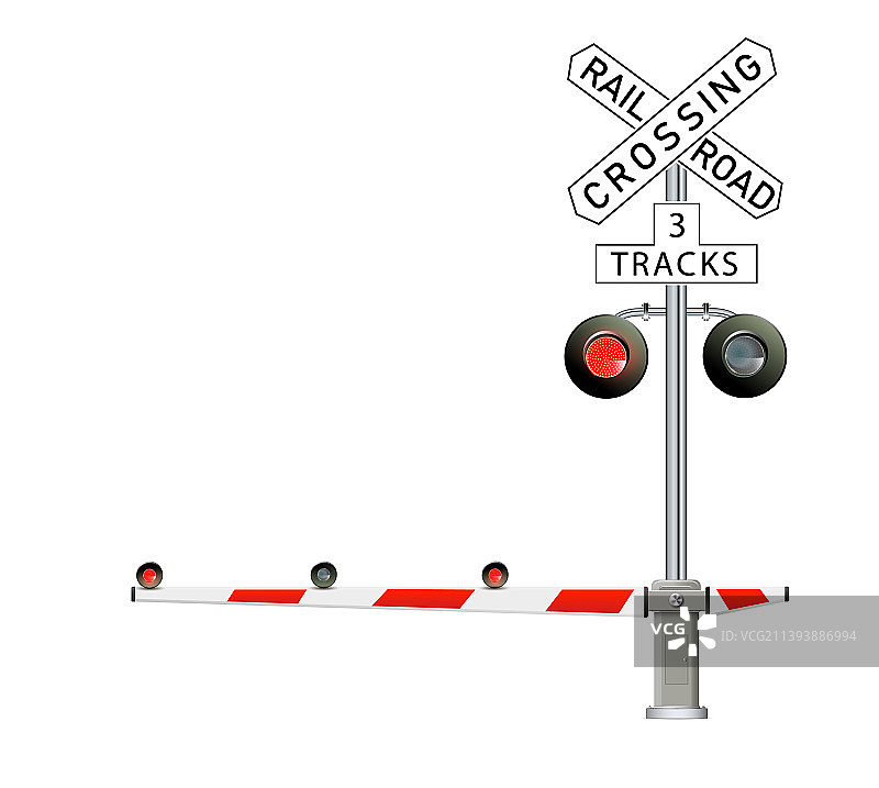 使用道路标志和铁路穿越障碍图片素材