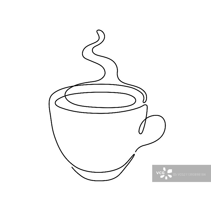 一杯咖啡一个连续的线条画图片素材