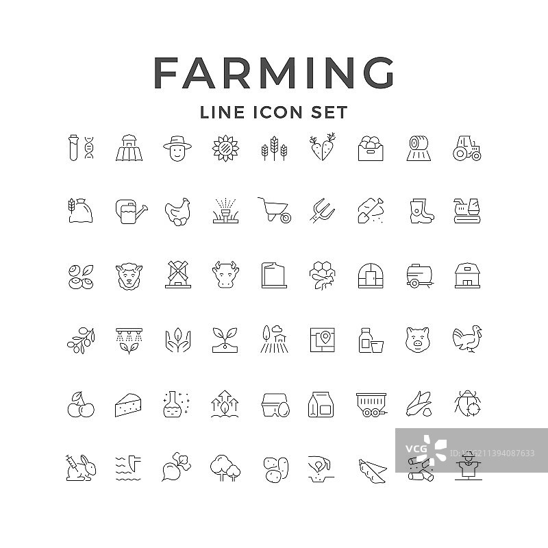 设置线条图标的农业图片素材