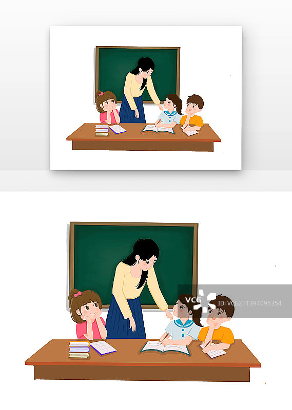 棕色可爱教师节老师学生元素图片素材
