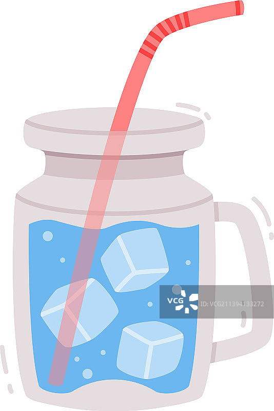 水在可重复使用的罐子与冰块和纯水图片素材