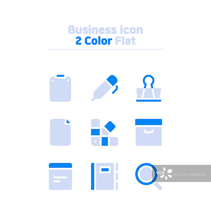 两个色调的蓝色平面简单图标设置业务和工作图片素材