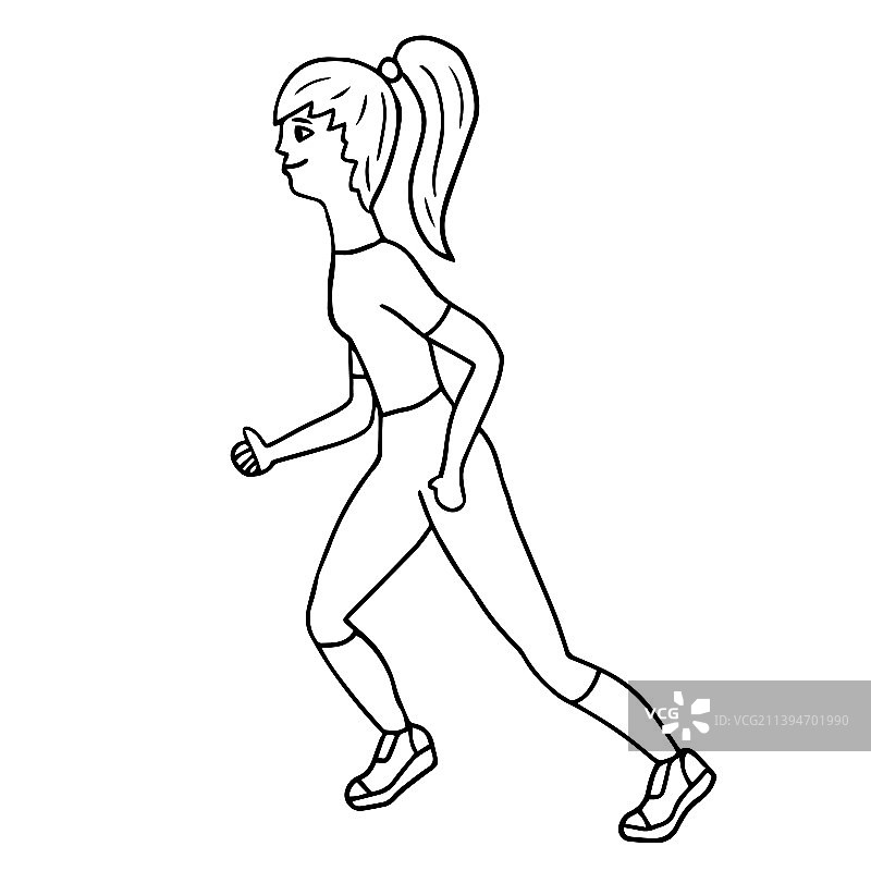 年轻的涂鸦女人跑女孩跑孤立图片素材