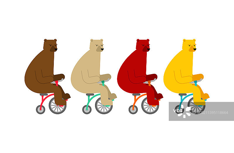 小熊在自行车卡通设定图片素材