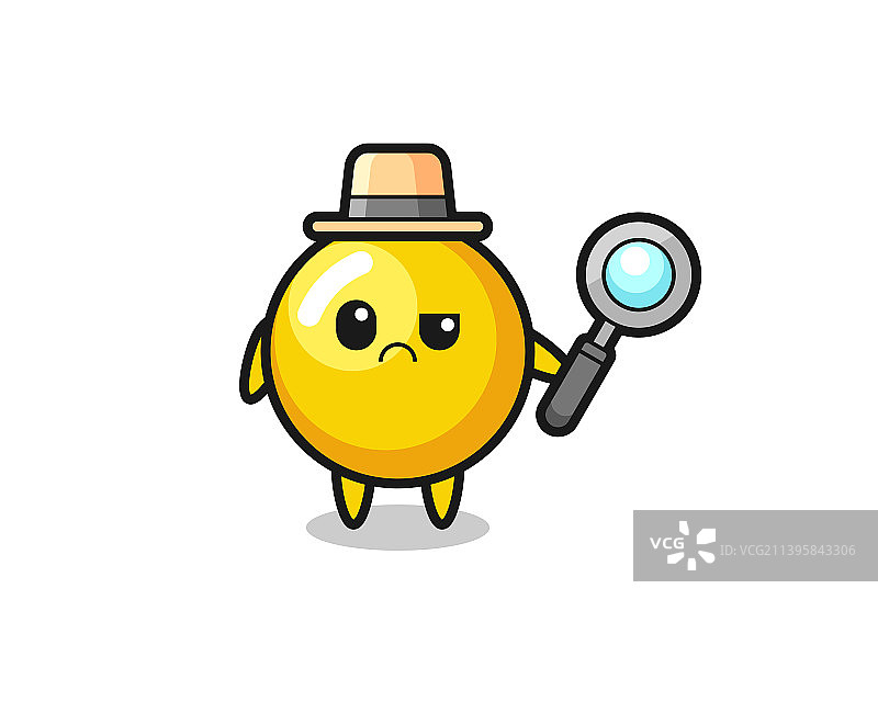 吉祥物可爱的蛋黄作为侦探图片素材