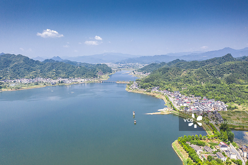 杭州千岛湖风光航拍图片素材