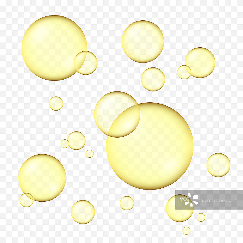 金黄色的油泡隔离在透明上图片素材