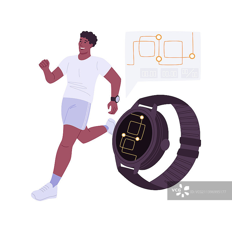 智能手表作为健身追踪器的孤立卡通图片素材