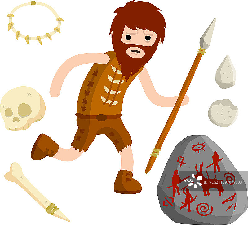 原始穴居人，史前猎人图片素材