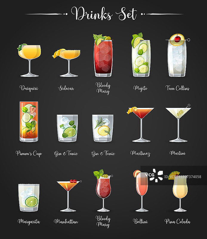 鸡尾酒菜单海报设计图片素材