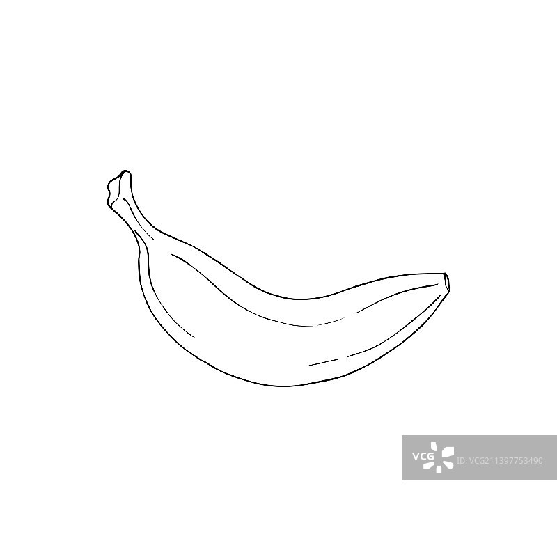 一根香蕉的黑白两色图片素材