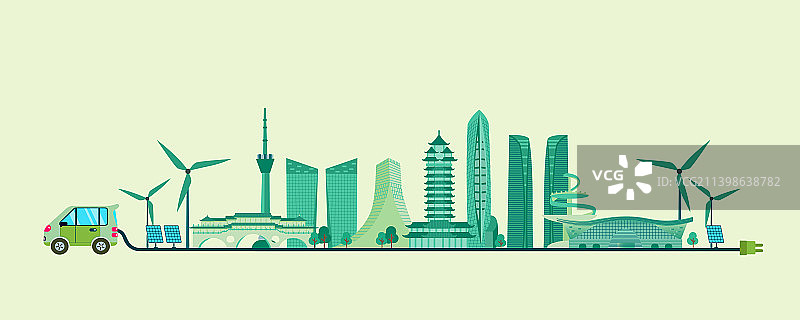 成都新能源绿色城市插画图片素材