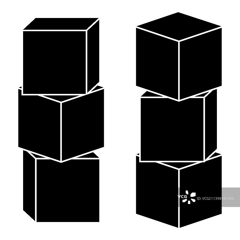 木制立方体塔建筑黑色模板图片素材