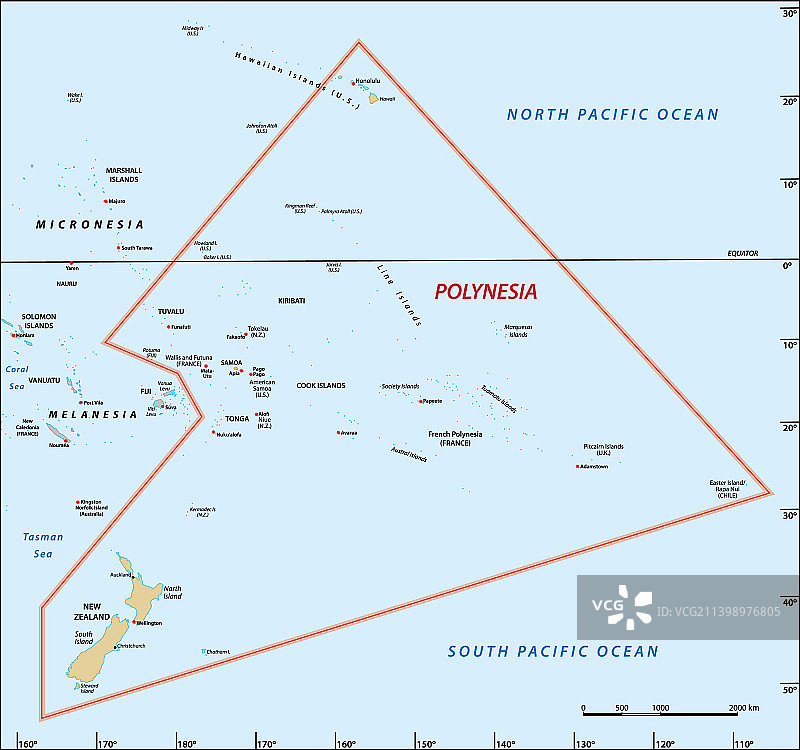 太平洋岛屿波利尼西亚地区地图图片素材