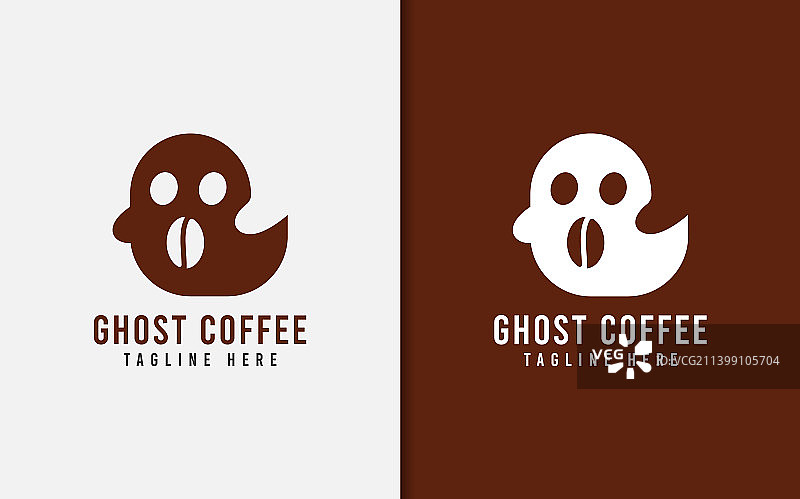 幽灵咖啡的logo设计抽象极简图片素材