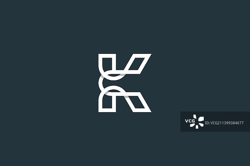 优雅的首字母k字母组合标志设计图片素材