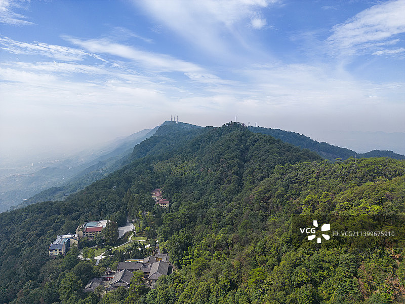 重庆北碚缙云山脉蓝天白云自然风光背景素材图片素材