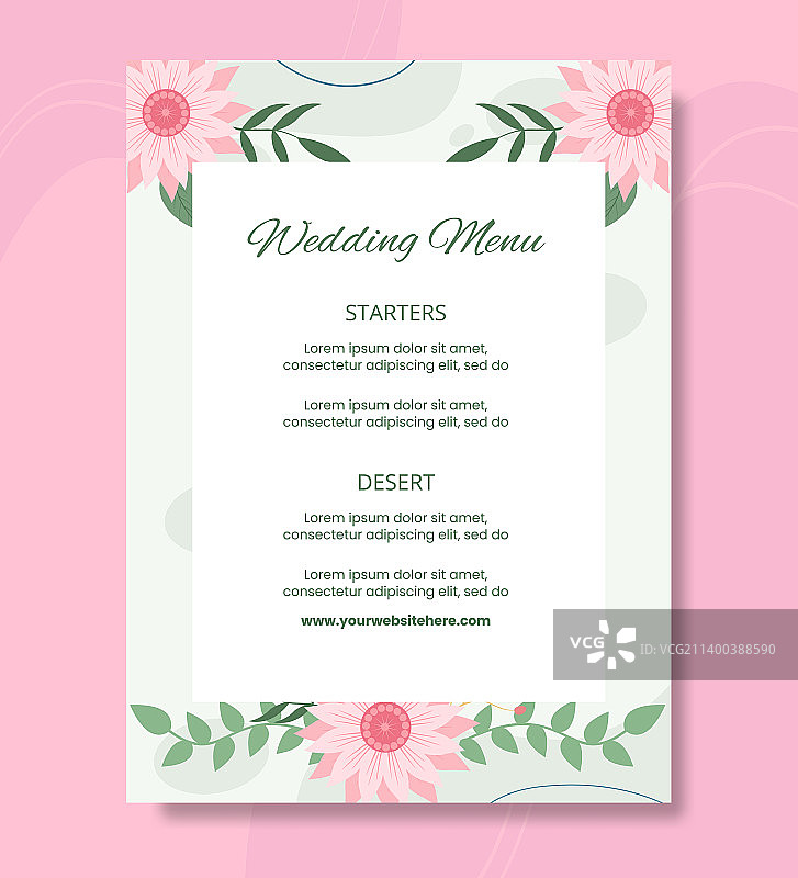 花卉婚礼菜单模板扁平化卡通图片素材