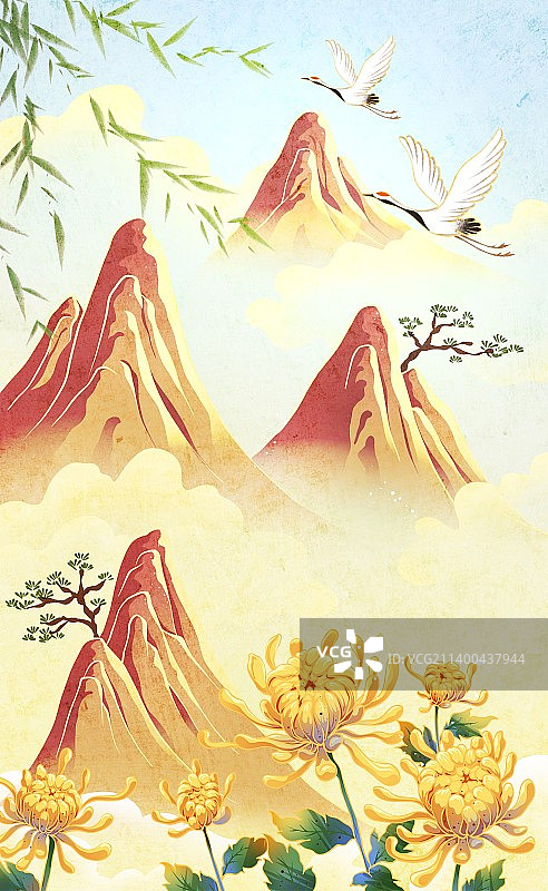 重阳节自然风景插画图片素材