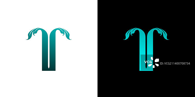 现代而自然的字母t首字母标志设计图片素材