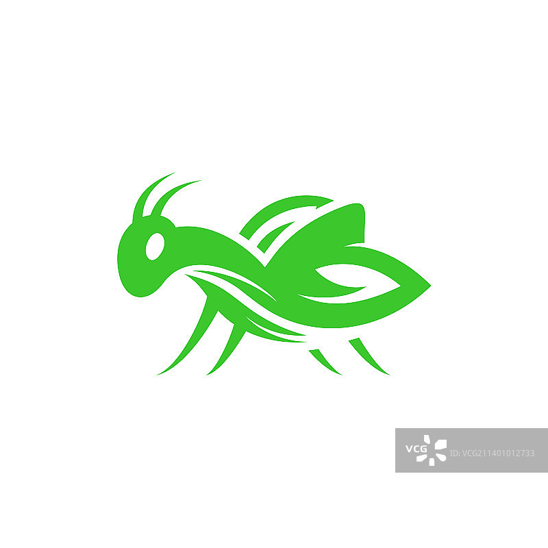 蚱蜢自然叶标志设计图片素材