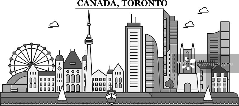 加拿大多伦多城市天际线孤立图片素材