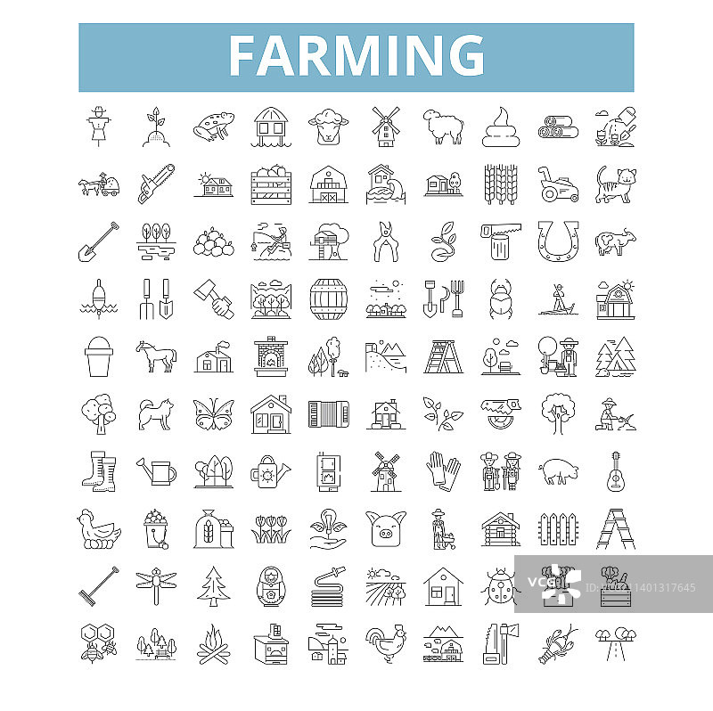 农场图标线符号网标志集图片素材