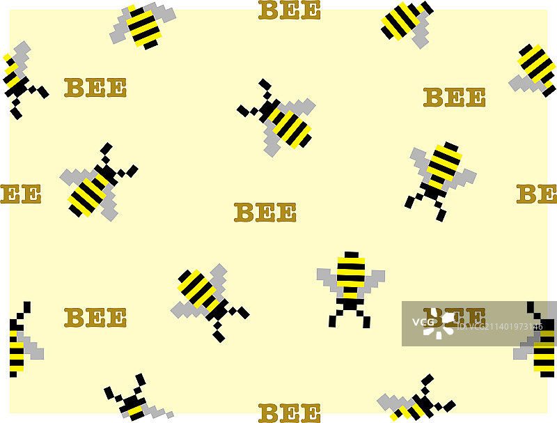 蜜蜂卡通人物无缝图案图片素材