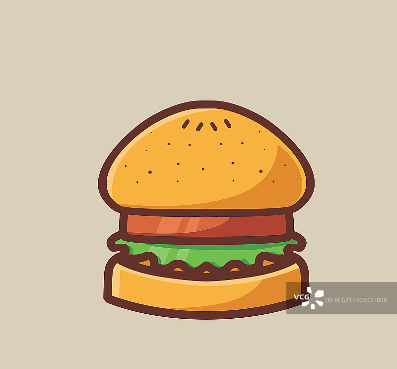 可爱的汉堡小卡通食物概念孤立图片素材