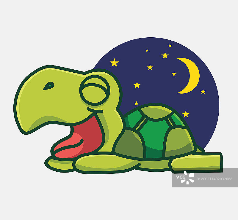 可爱的乌龟睡觉张开嘴的卡通动物图片素材