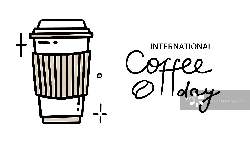 在黑色和米色的国际咖啡日图片素材