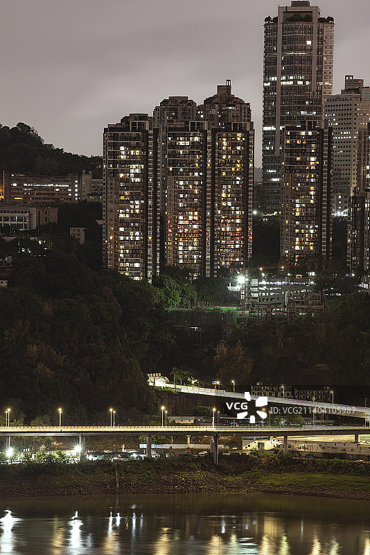 重庆渝中区城市建筑夜景风光图片素材