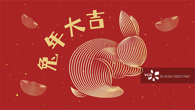 中国传统节日春节兔年新年插画图片素材
