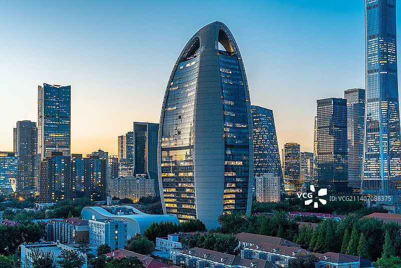 北京国贸CBD城市风光夜景天际线图片素材