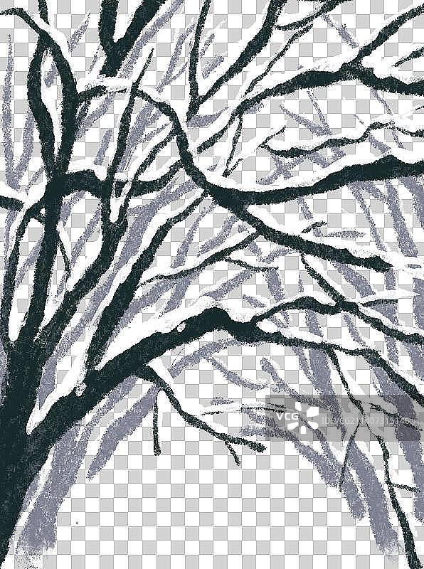 大雪节气插画元素鸡血的树枝图片素材