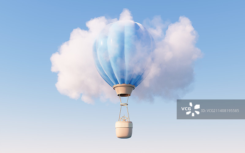 天空中的热气球3D渲染图片素材