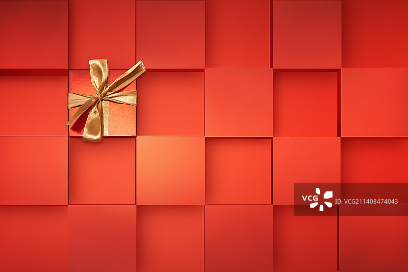 红色背景上的圣诞礼物图片素材
