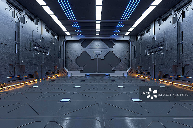 三维渲染科幻太空舱室内场景图片素材